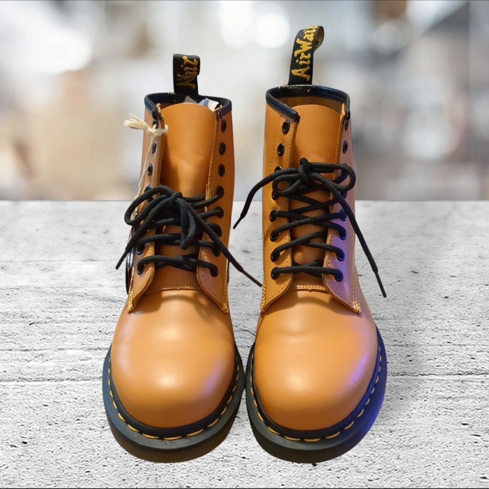 Dr Martens 1460 Smooth Orange  Lace Up Combat Boots Size 8 - Picture 7 of 12